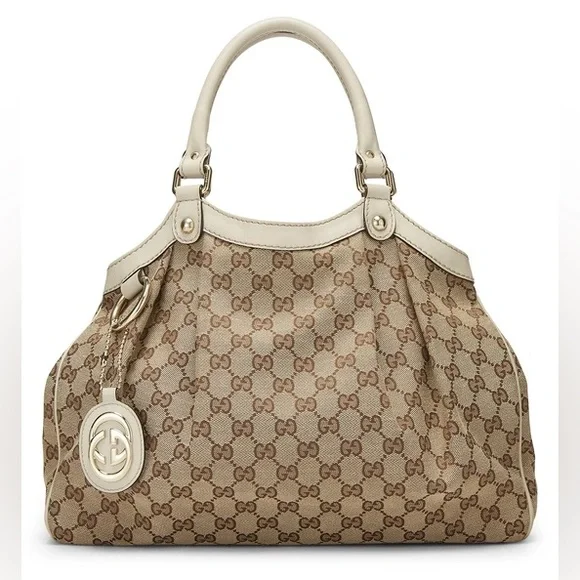 GUCCI Beige/White GG Canvas Medium Sukey Tote Bag - Picture 2 of 11